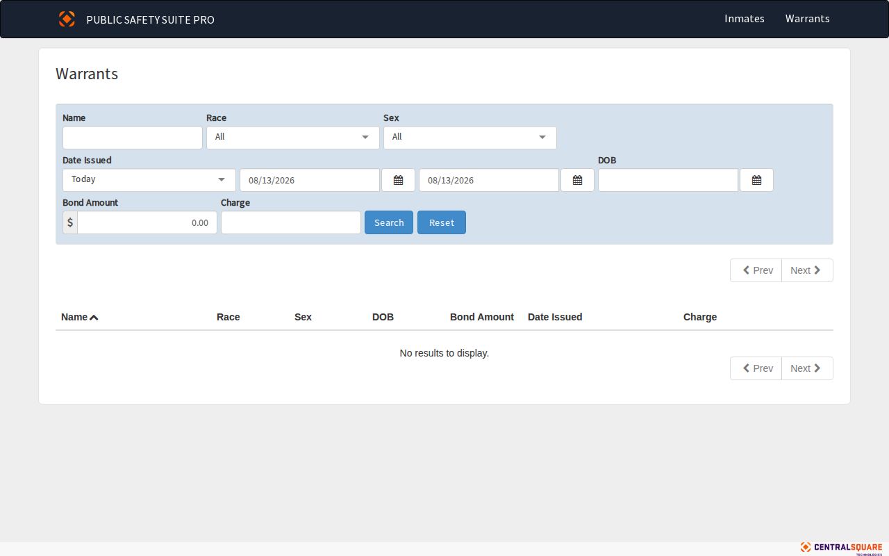 Benton County warrant search interface